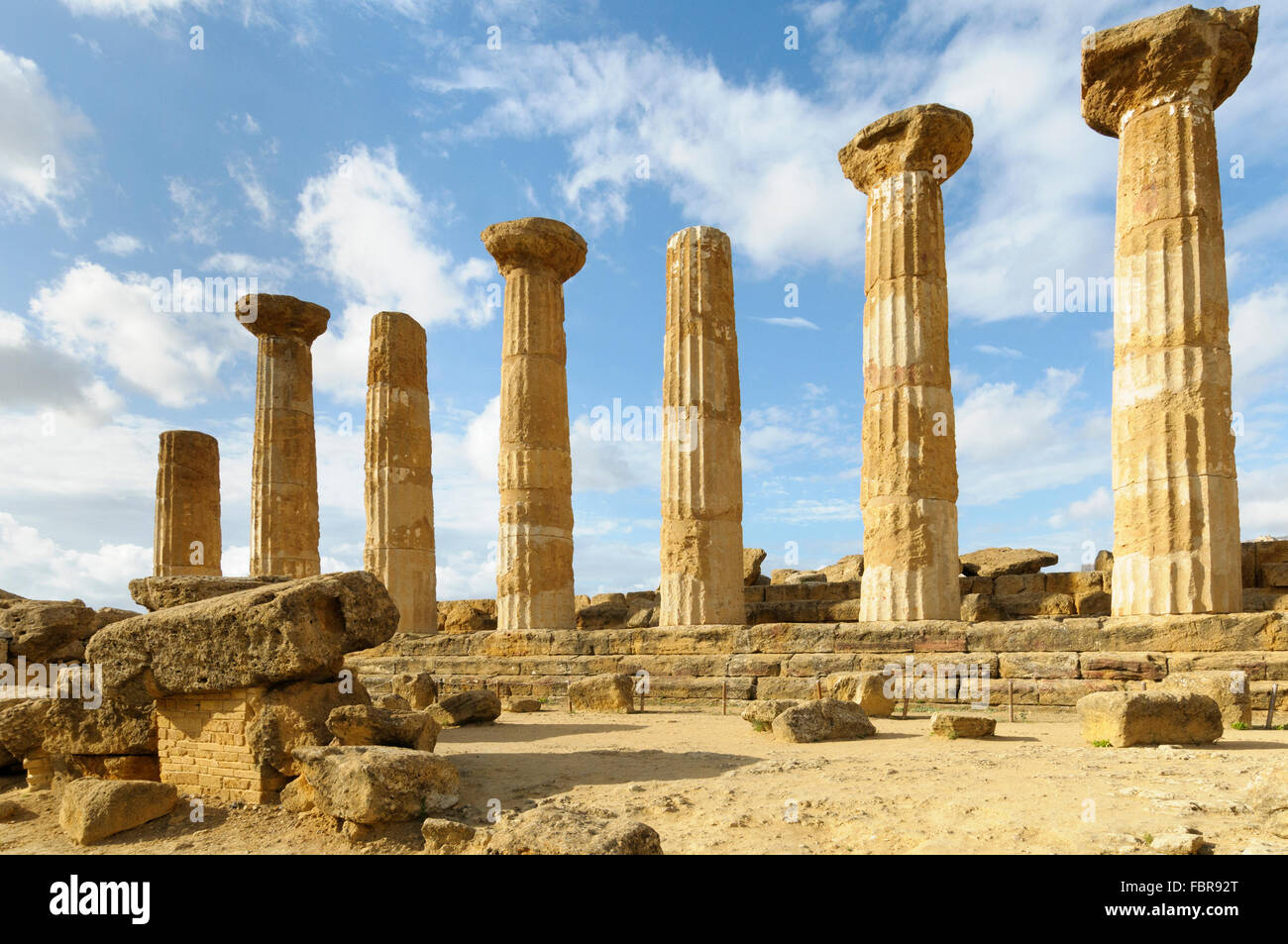 The Temple of Hercules, Valley of Temples, Agrigento, Sicily, Italy Stock Photo