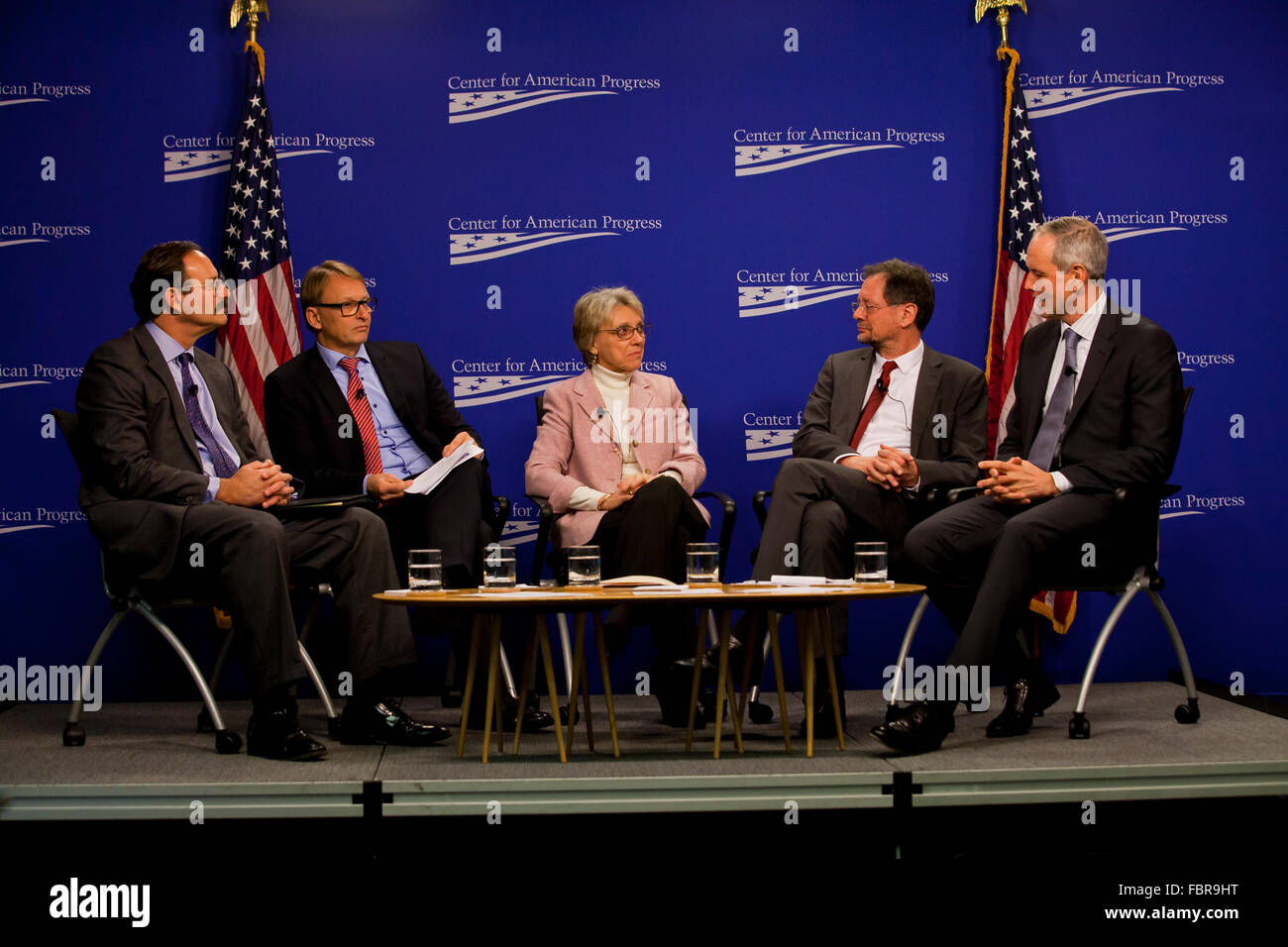 Speaker panel at the Center for American Progress - Washington, DC USA Stock Photo