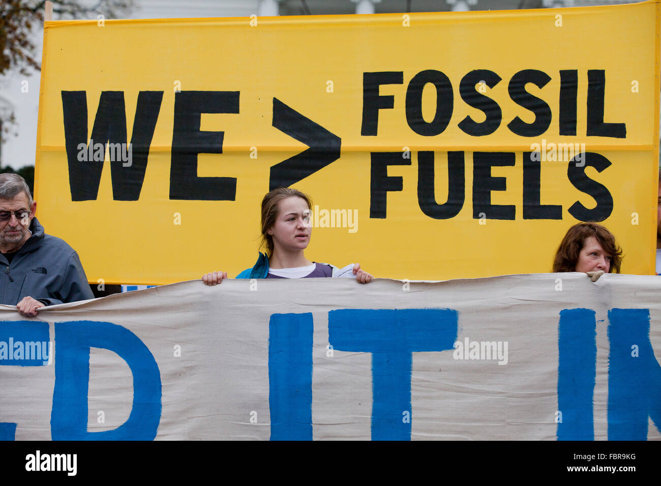 November 21, 2015, Washington, DC USA: Environmental activists protest in front of the White House Stock Photo