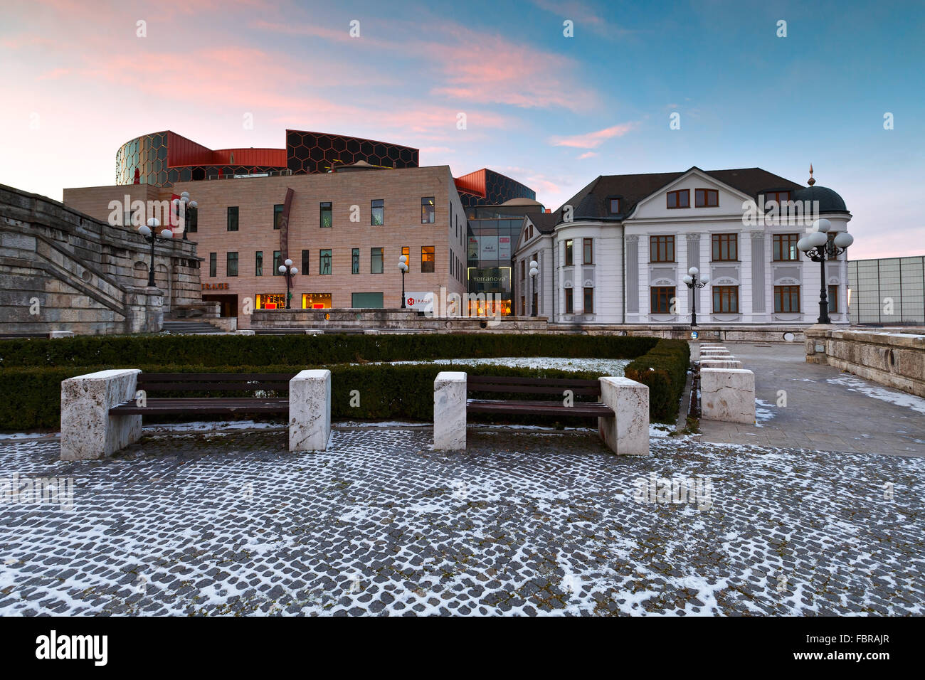 Square in the city of Zilina in central Slovakia. Stock Photo