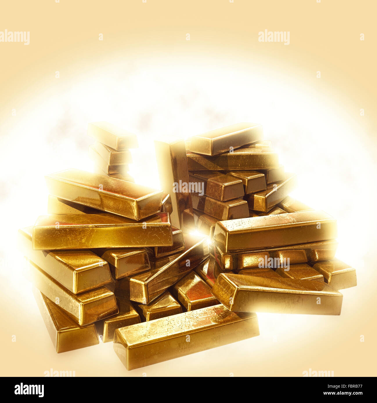 A stack of shining gold bullion Stock Photo