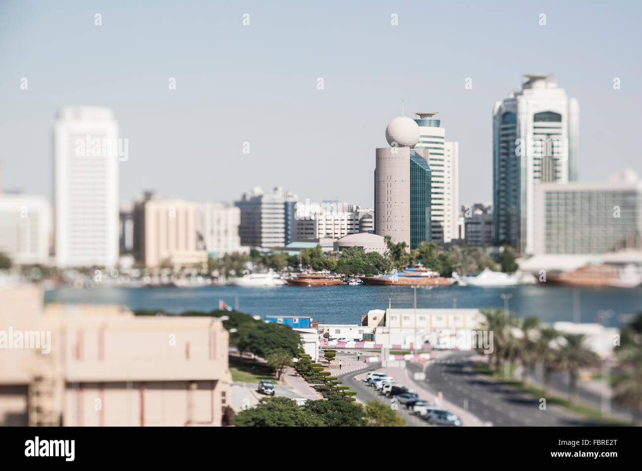 Rooftop view of Dubai Creek, Deira, Dubai, United Arab Emirates Stock