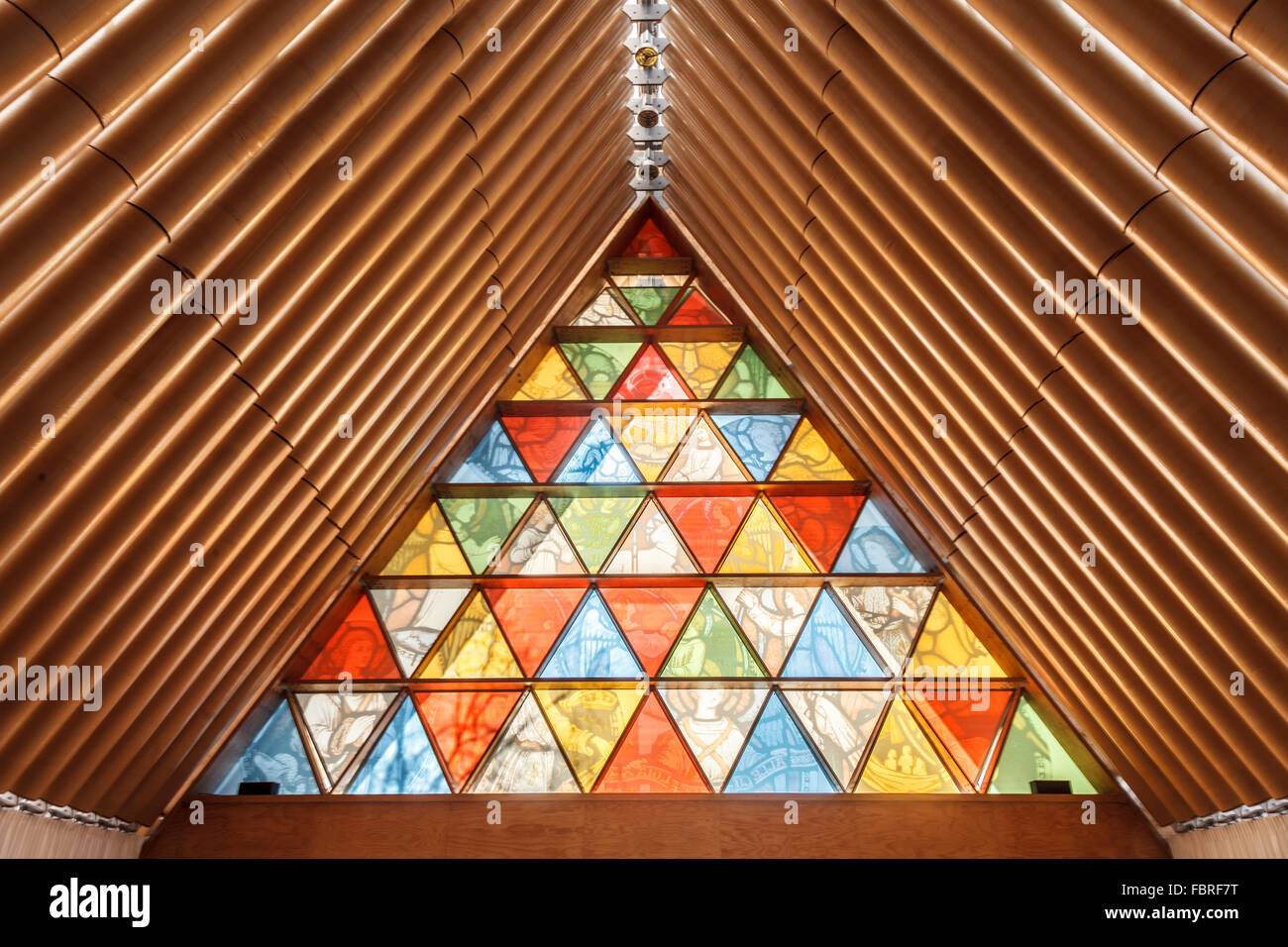 Stained glass window at the Cardboard cathedral ( designed by Shigeru