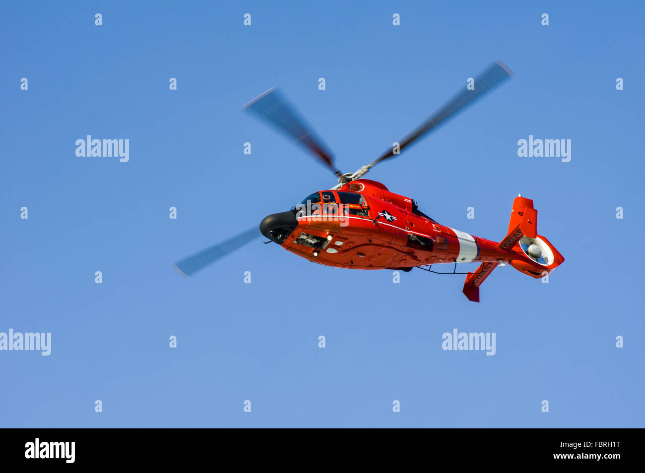U.S. Coast Guard helicopter on the patroling off the coast near Pacific