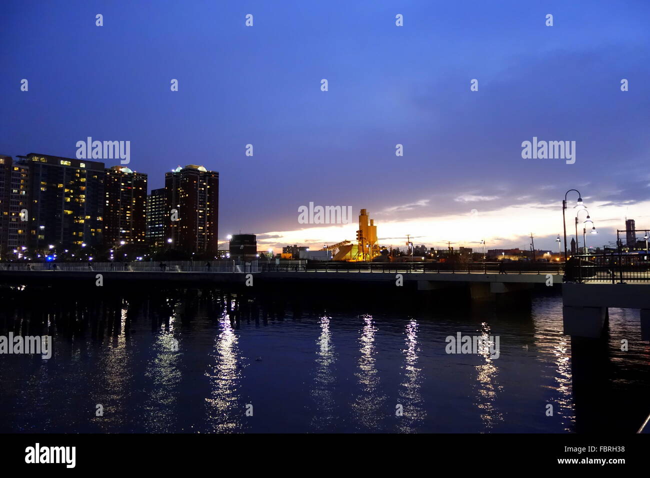 Waterfront at Hoboken Train Terminal, Hoboken, New Jersey, USA Stock
