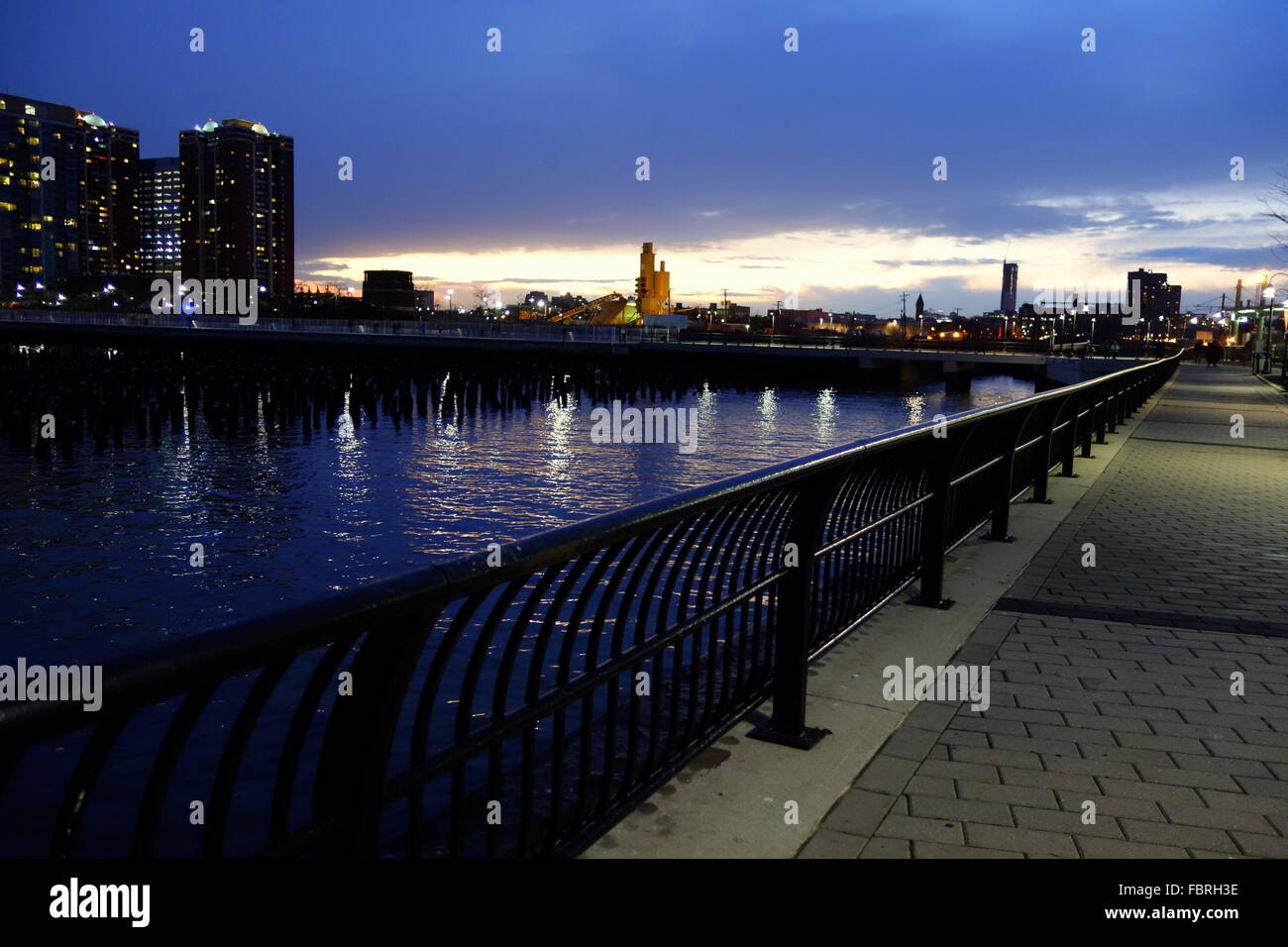 Waterfront at Hoboken Train Terminal, Hoboken, New Jersey, USA Stock