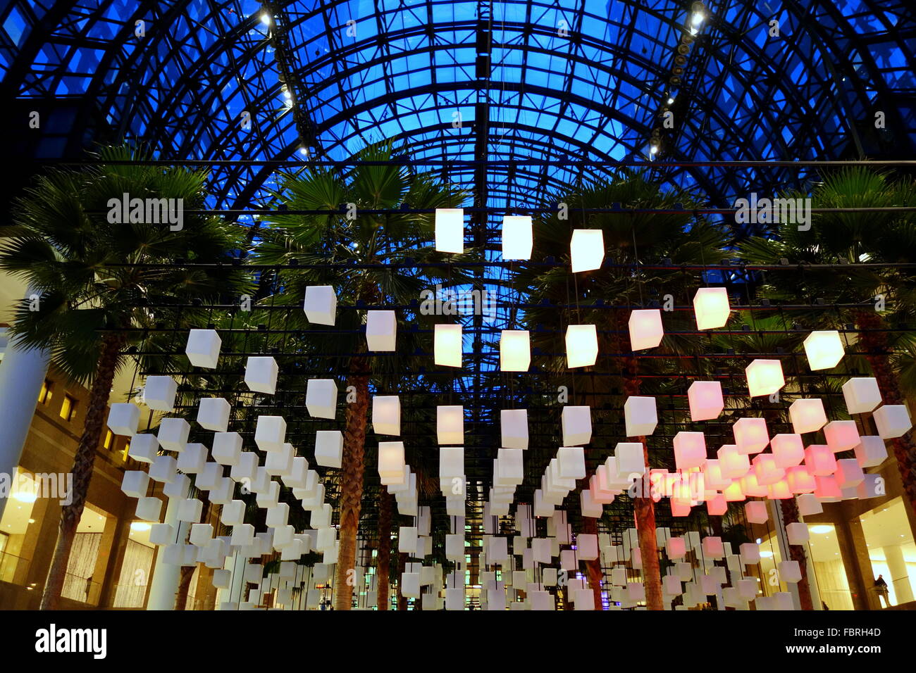 Luminaries - a spectacular lighting display at the Winter Garden, Brookfield Place, New York City, New York Stock Photo