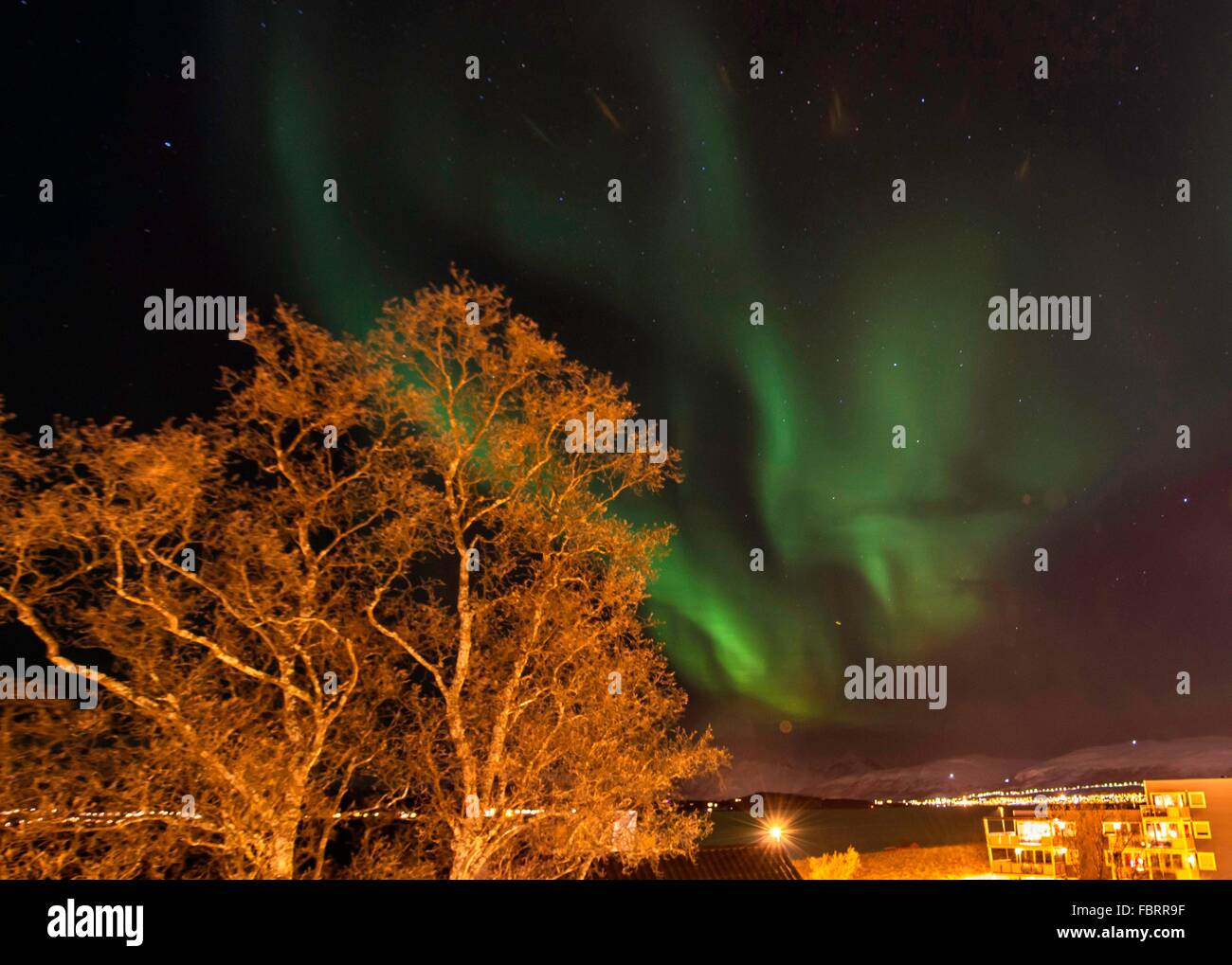 aurora over Tromso, january 2016 Stock Photo - Alamy
