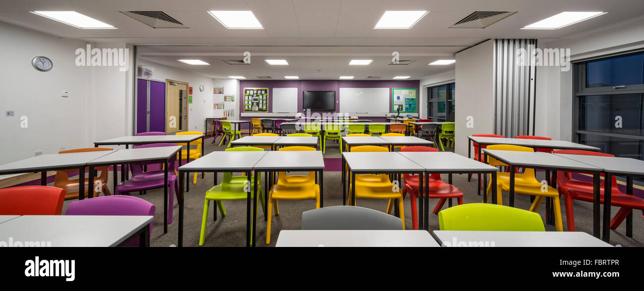Panoramic view of double size classroom with partition. Colfe's School