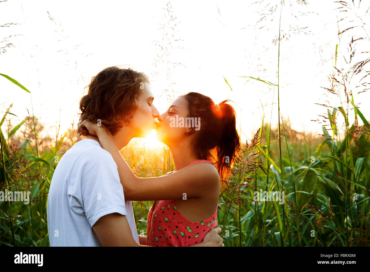 Young couple kissing Stock Photo