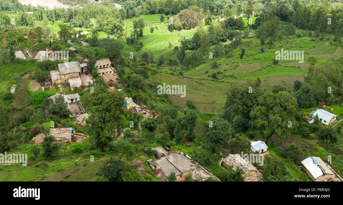 Remote small village near Munsiyari - Uttarakhand, India. Stock Photo