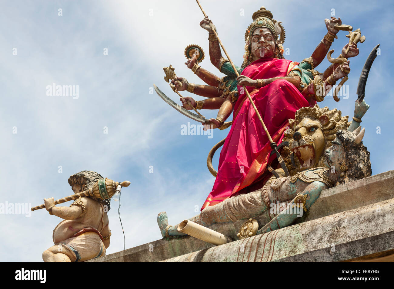 Statue of Hindu god stabbing. Stock Photo