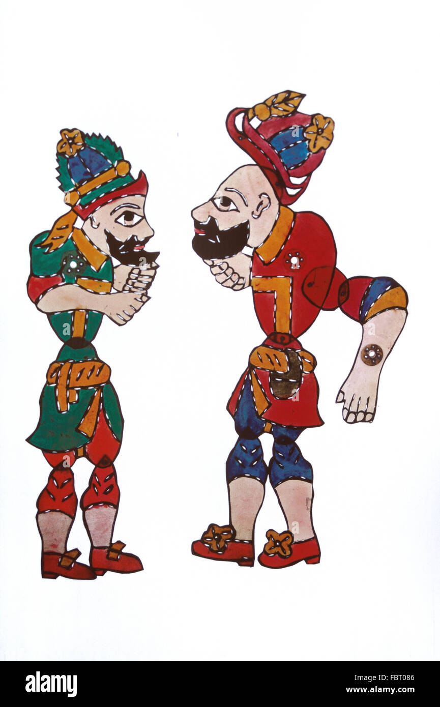 Karagöz and Hacivat, the Main Characters in Turkish Shadow Plays, Shadow Theater or Shadow Puppets Stock Photo