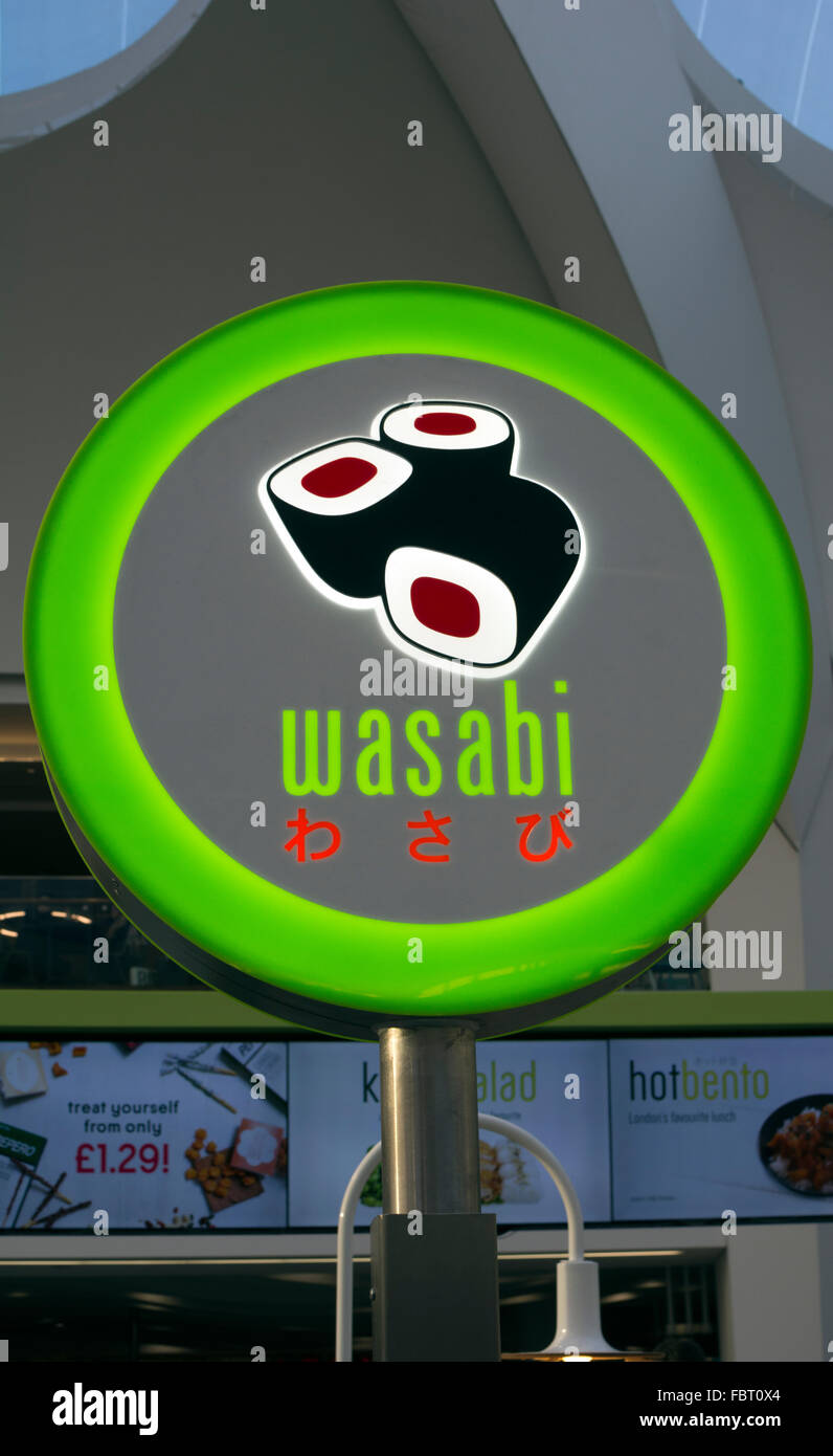 Wasabi restaurant sign, Grand Central, Birmingham, UK Stock Photo Alamy