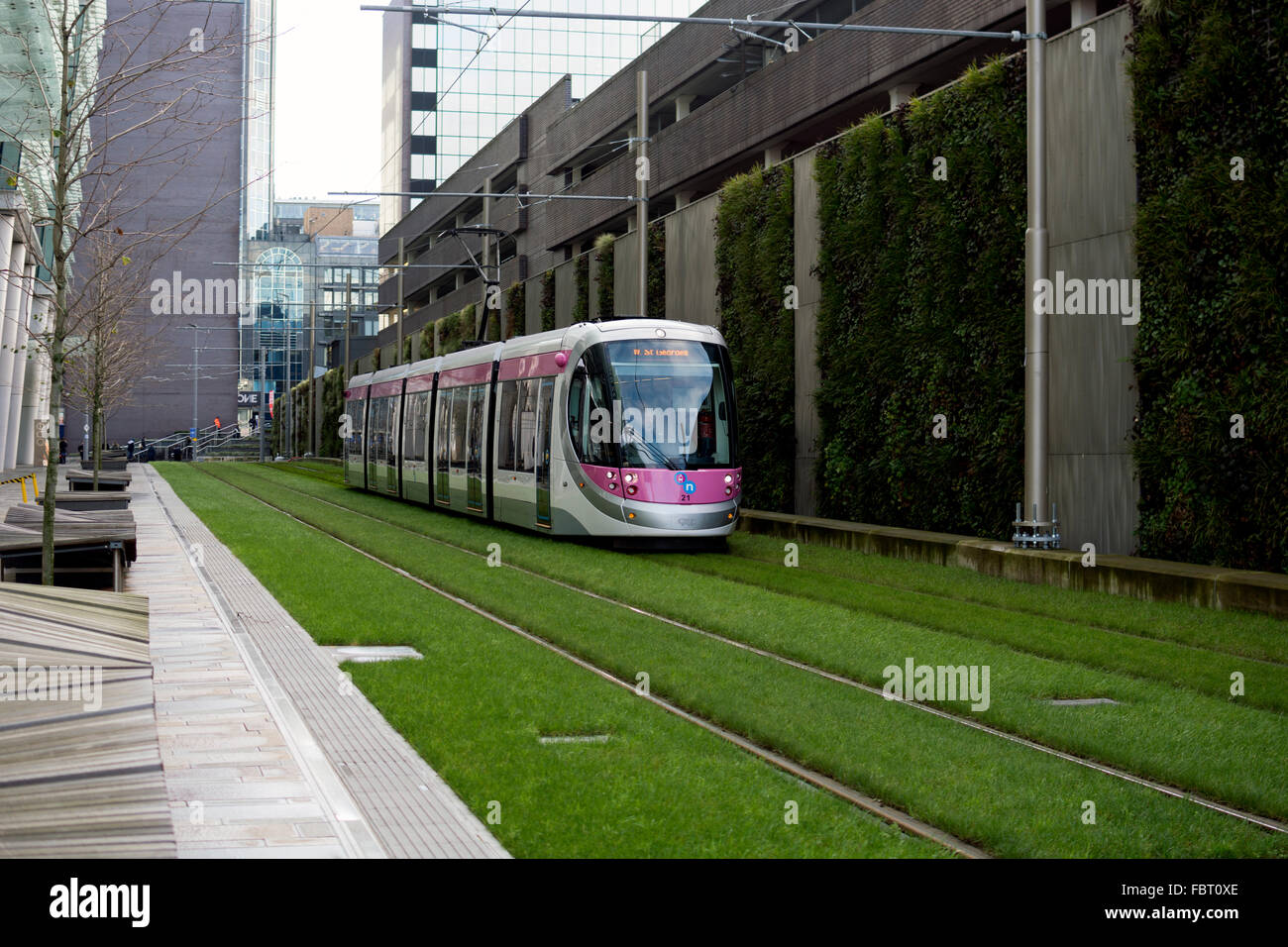 Midland Metro tram at Snowhill, Birmingham, UK Stock Photo