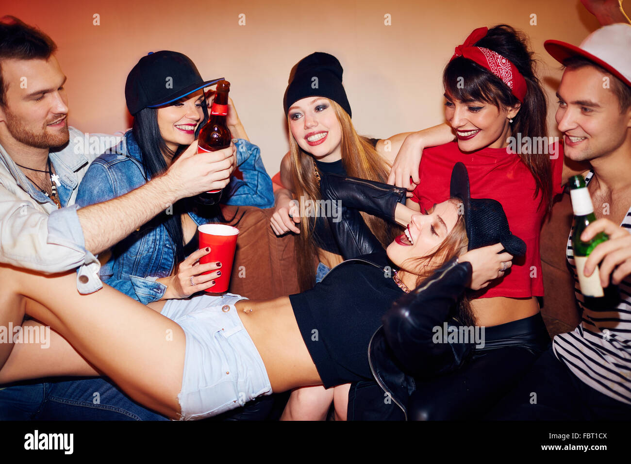 Swag teenage friends having fun at party Stock Photo Alamy