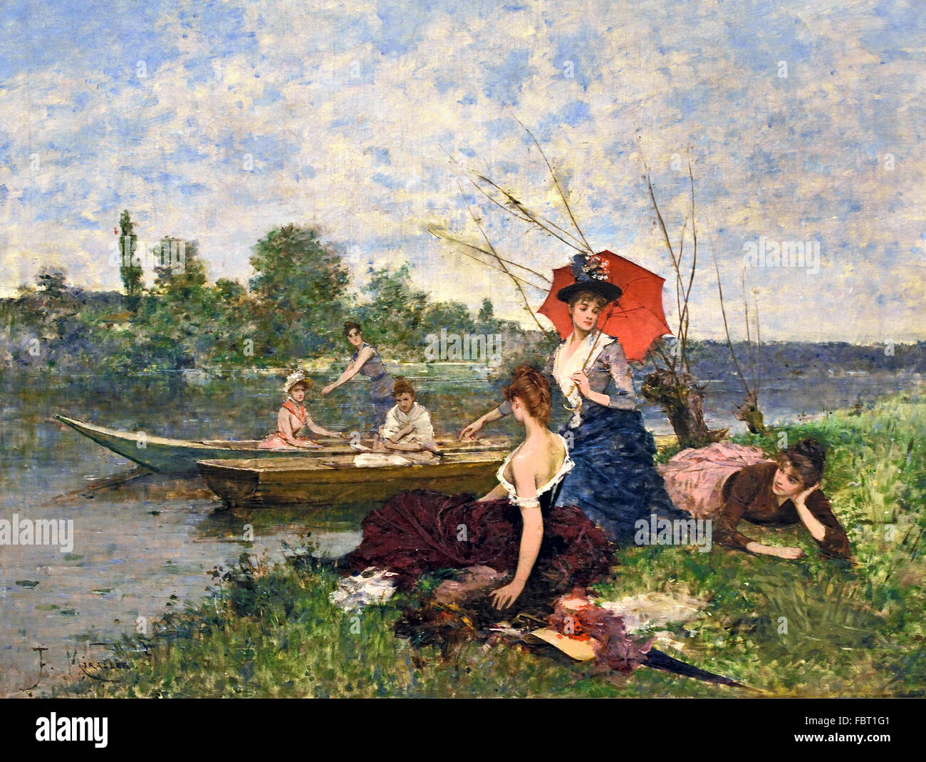 Boating ca. 1888-1890 Francesc Miralles i Galaup 1848 - 1905 Andalusia Spanish Spain Stock Photo