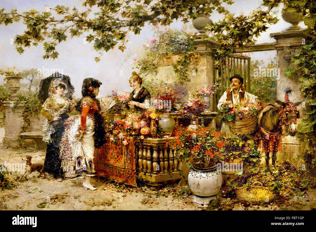 The Flower Market by José Benlliure Gil  1855 -  1937  Andalusia Spanish Spain Stock Photo