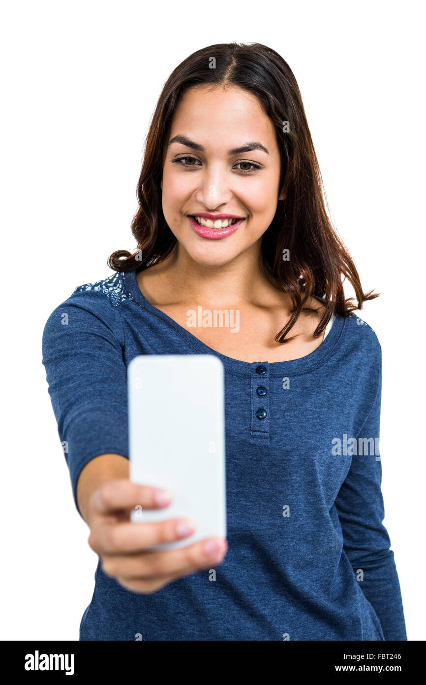 Pretty young woman taking selfie Stock Photo - Alamy