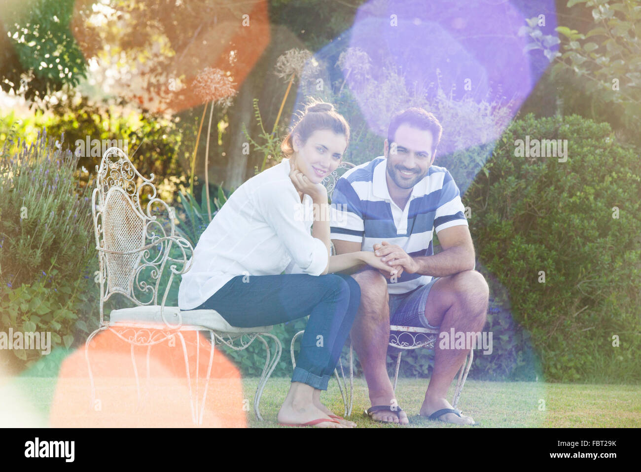 Couple spending time together outdoors, portrait Stock Photo
