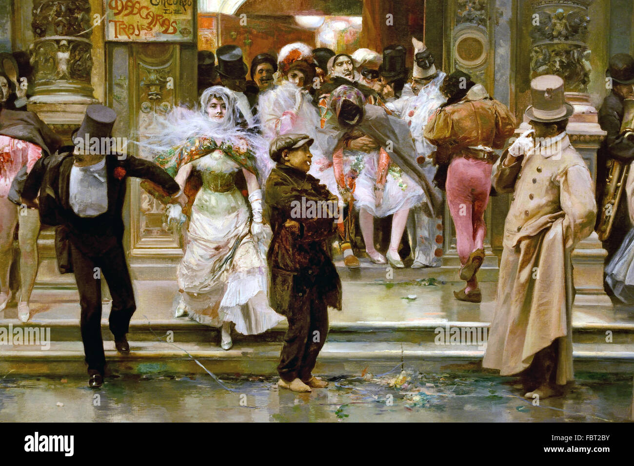 Leaving the Masqued Ball 1905 José García Ramos - Andalusia Spanish Spain Stock Photo