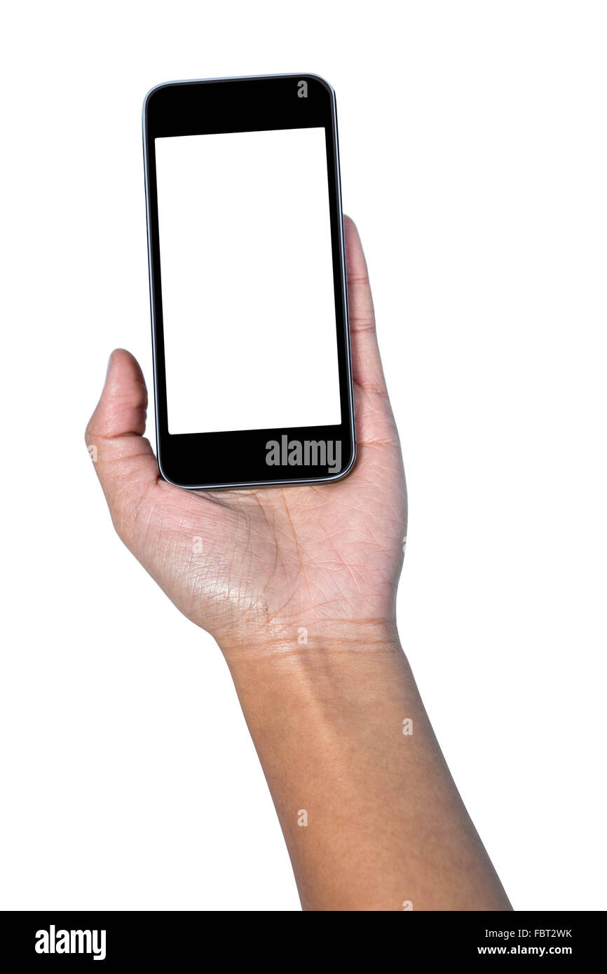 Cropped image of businesswoman holding smartphone Stock Photo