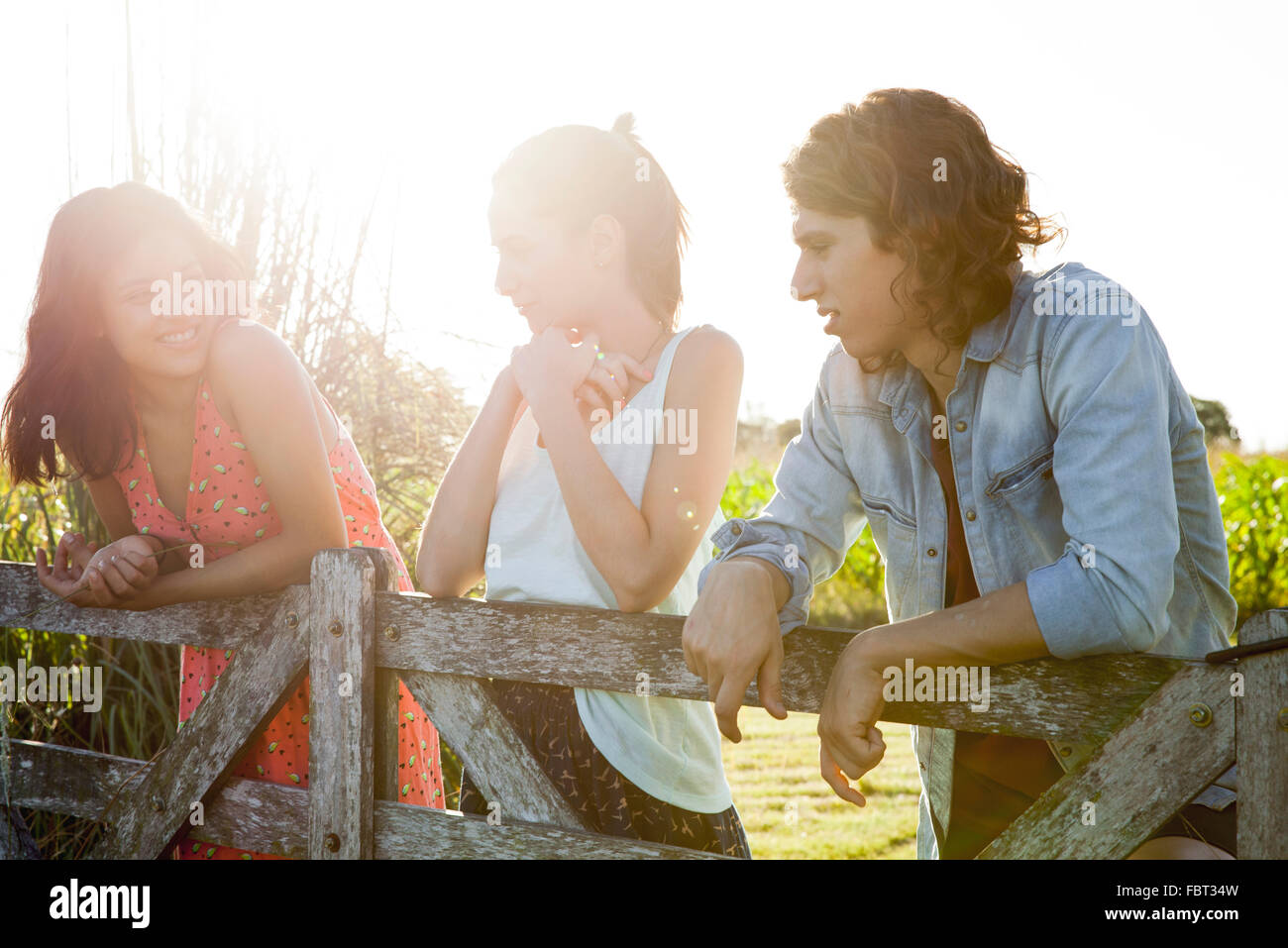 Friends spending weekend together outdoors Stock Photo