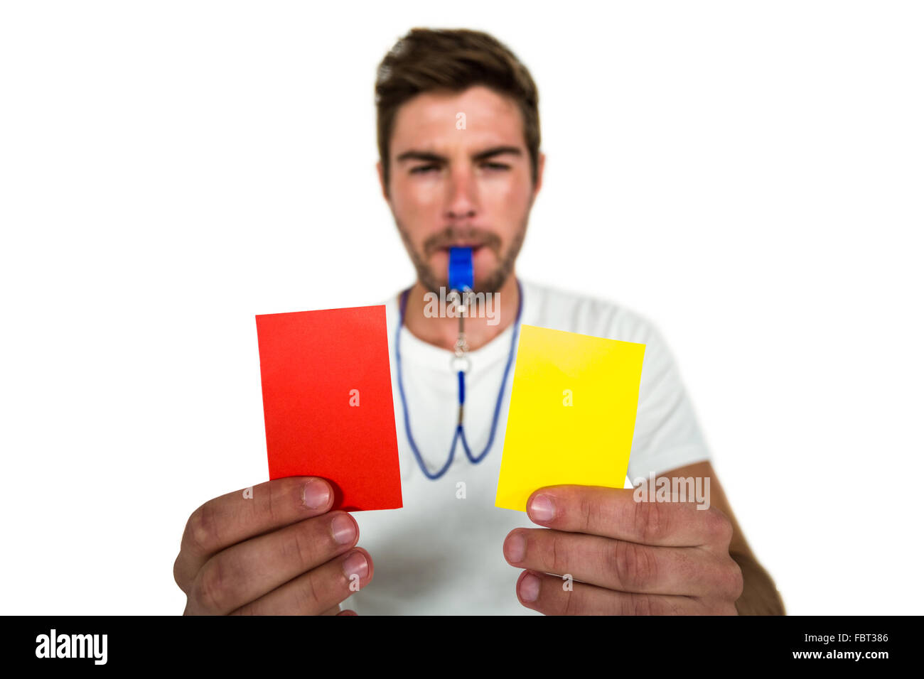Whistle and red and yellow cards hires stock photography and images