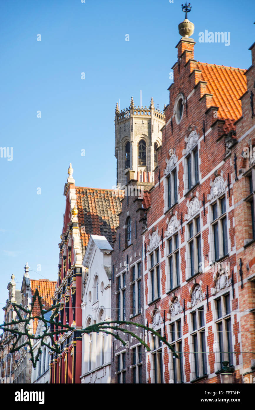 Buildings along Steenstraat, Bruges Stock Photo
