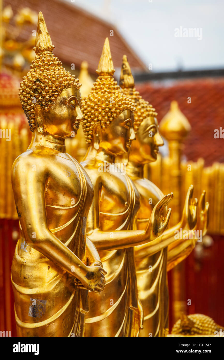 Gold Buddha statues in Wat Phra That Doi Suthep Stock Photo - Alamy