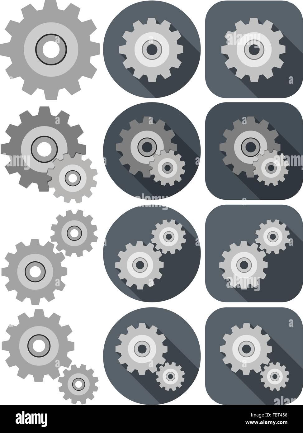 A vector illustration pack of settings icon made with wheels. Stock Vector