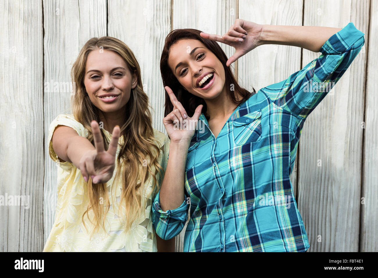 Two beautiful smiling woman hi-res stock photography and images - Alamy