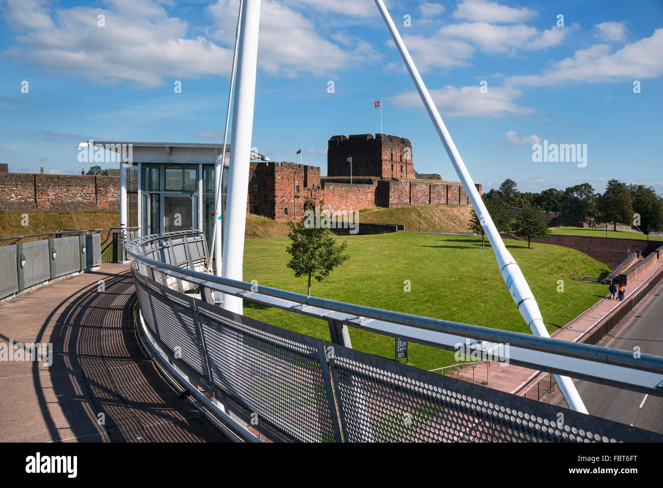 Carlisle Castle, from Millennium Bridge, Cumbria, Northern England, UK Stock Photo
