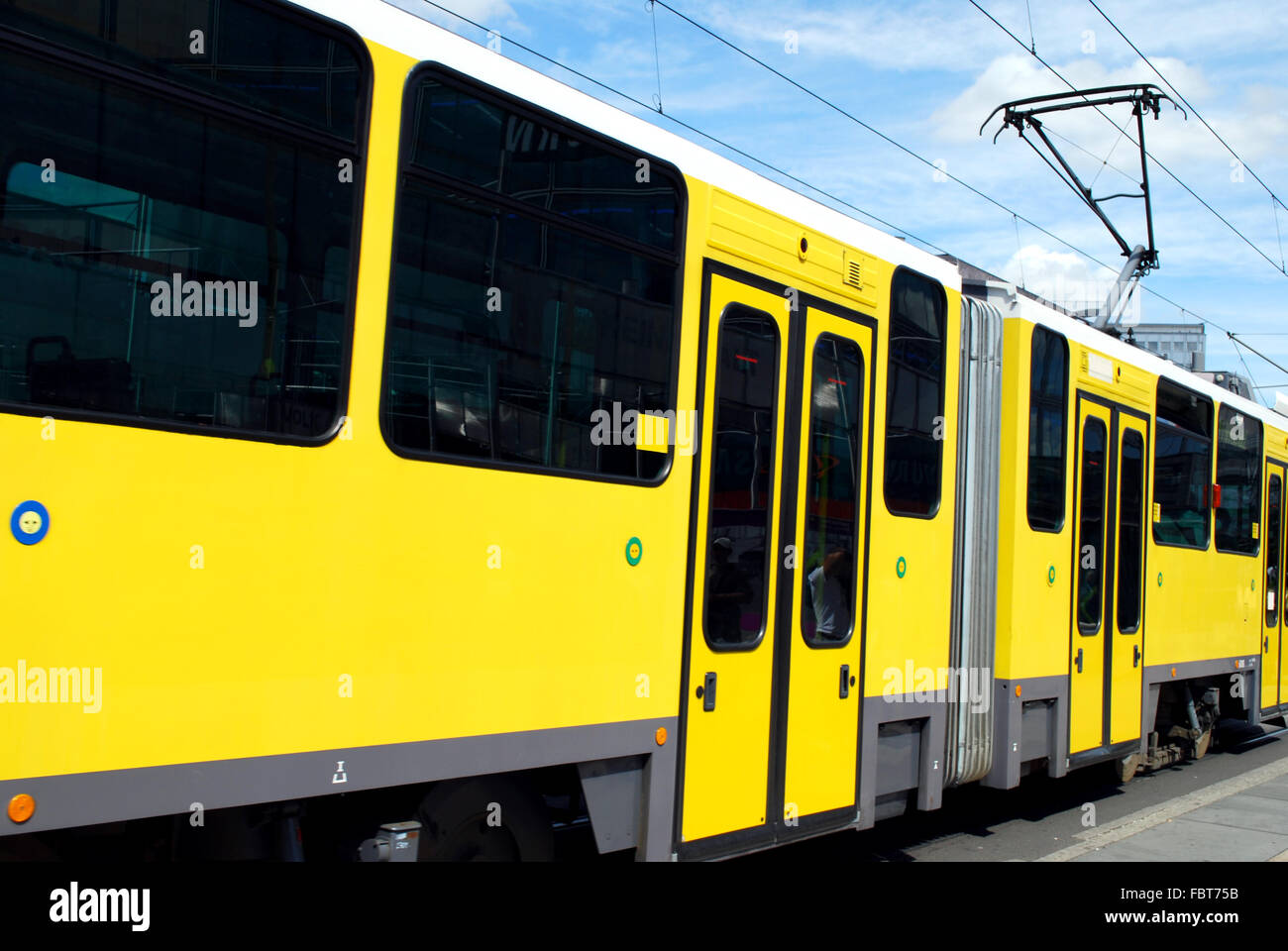 yellow tram on berlin alexanderplatz Stock Photo