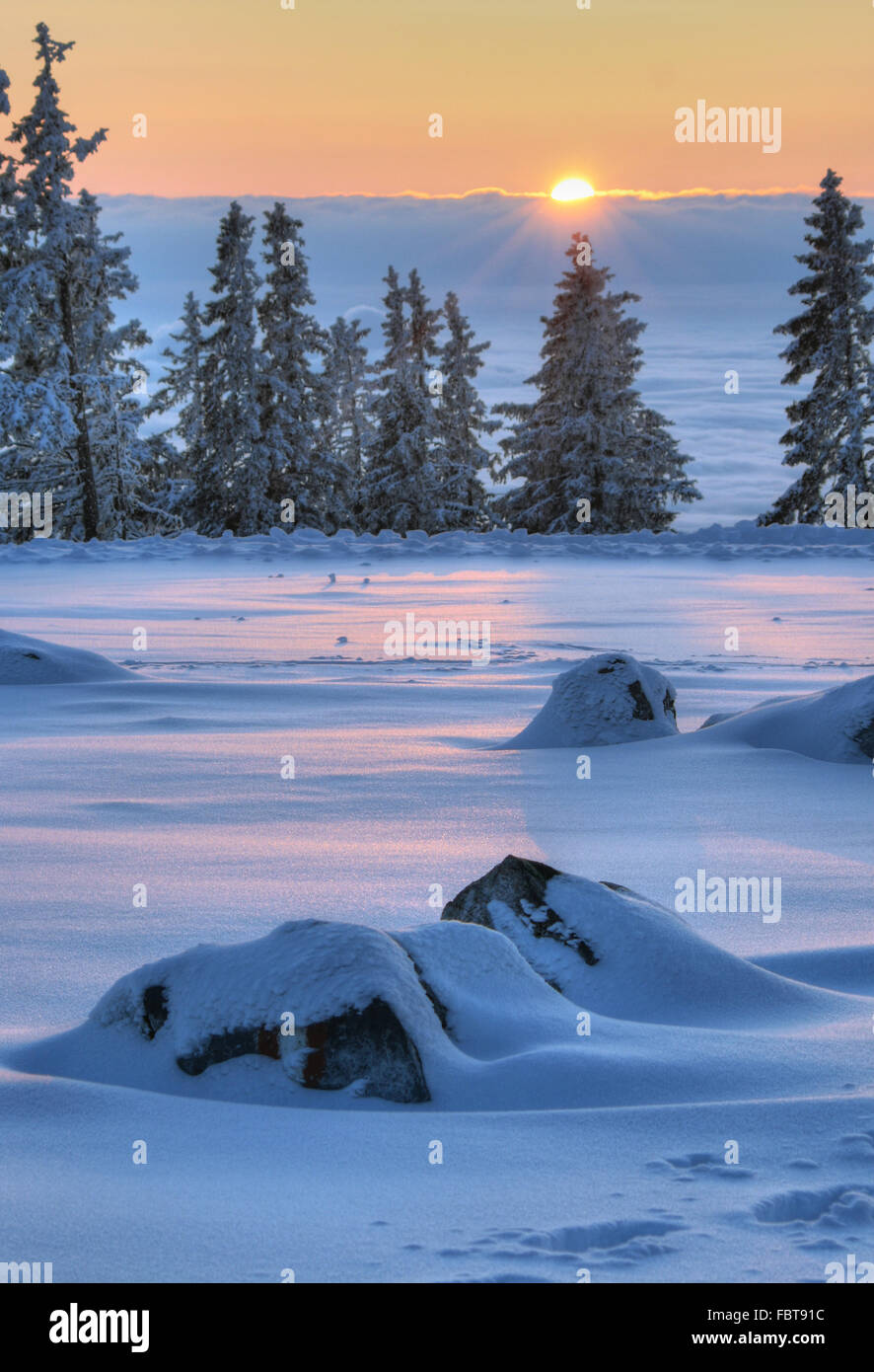 Sunset on the mountain Stock Photo - Alamy