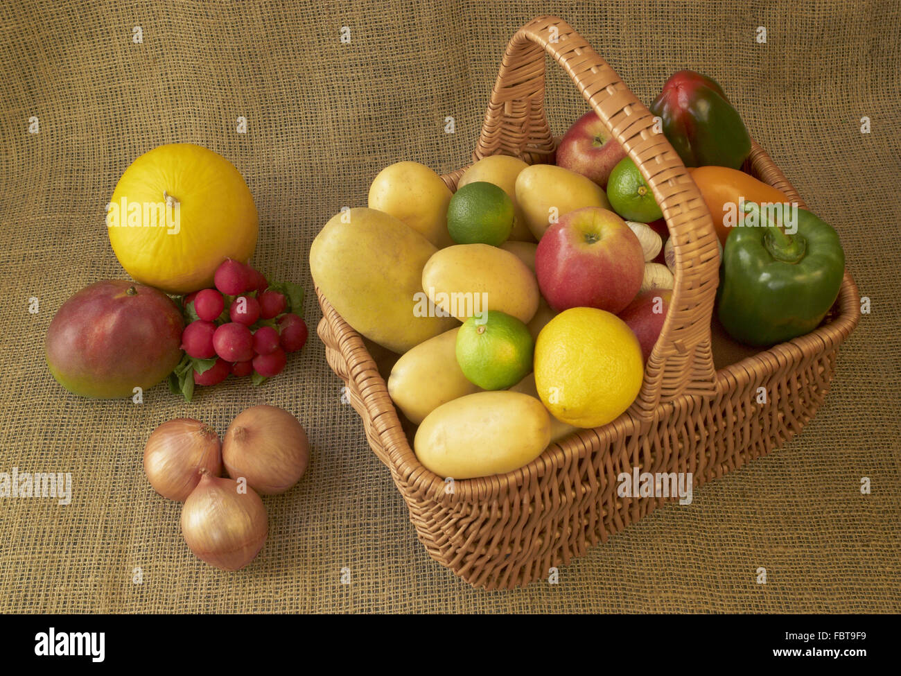 Basket with fruit and vegetables Stock Photo Alamy