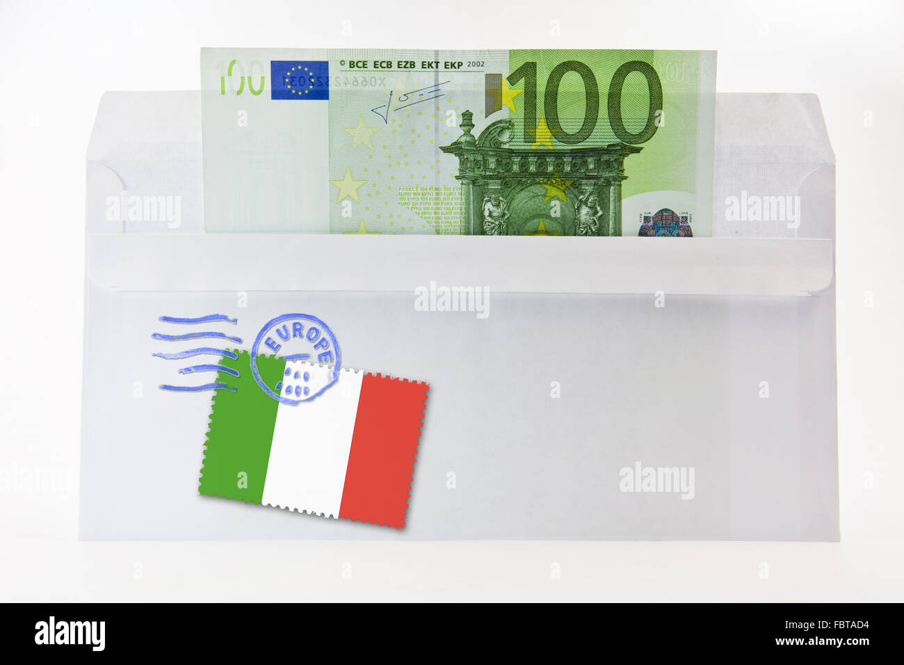 Item of correspondence with 100 EUR Stock Photo