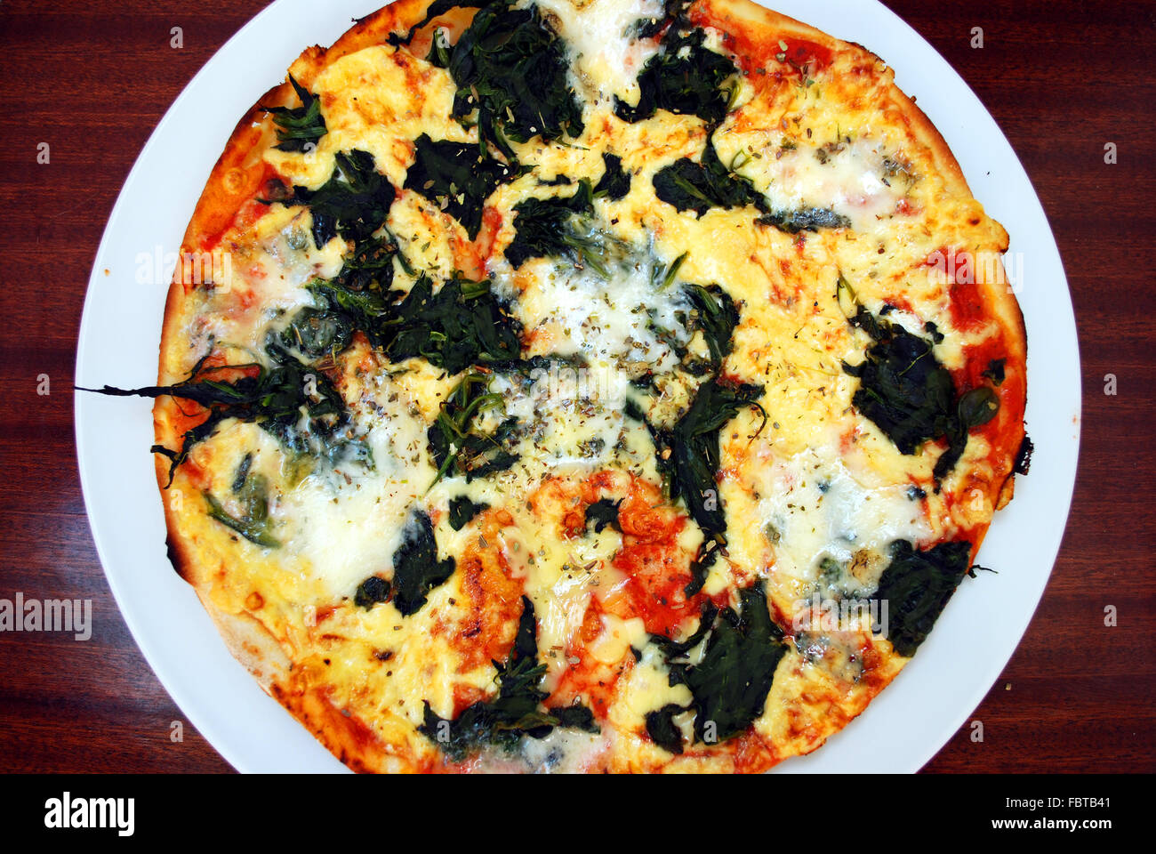 spinach and gorgonzola pizza Stock Photo