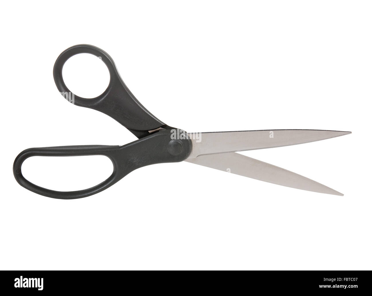 Close up and isolated shot of modern sharp scissors against white Stock Photo