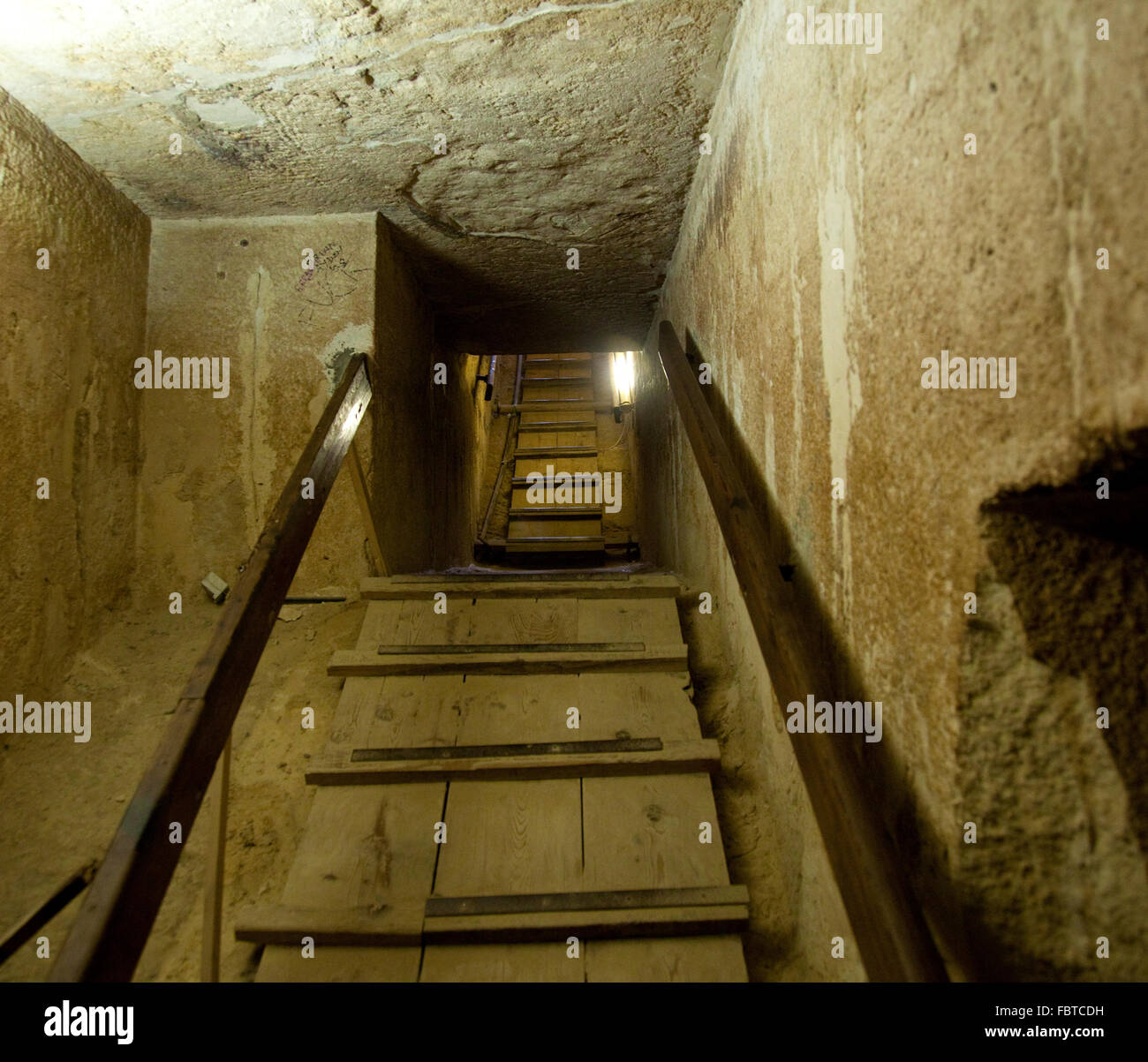 Stairway out of the tomb in the center of a pyramid at Giza near Cairo in Egypt Stock Photo