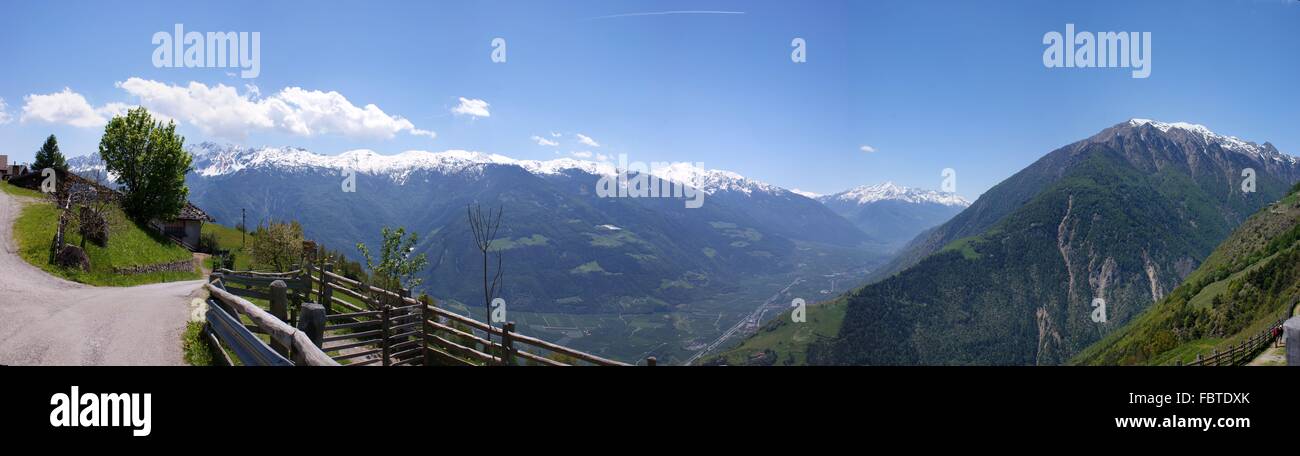 View in the Vinschgau in South Tyrol Stock Photo