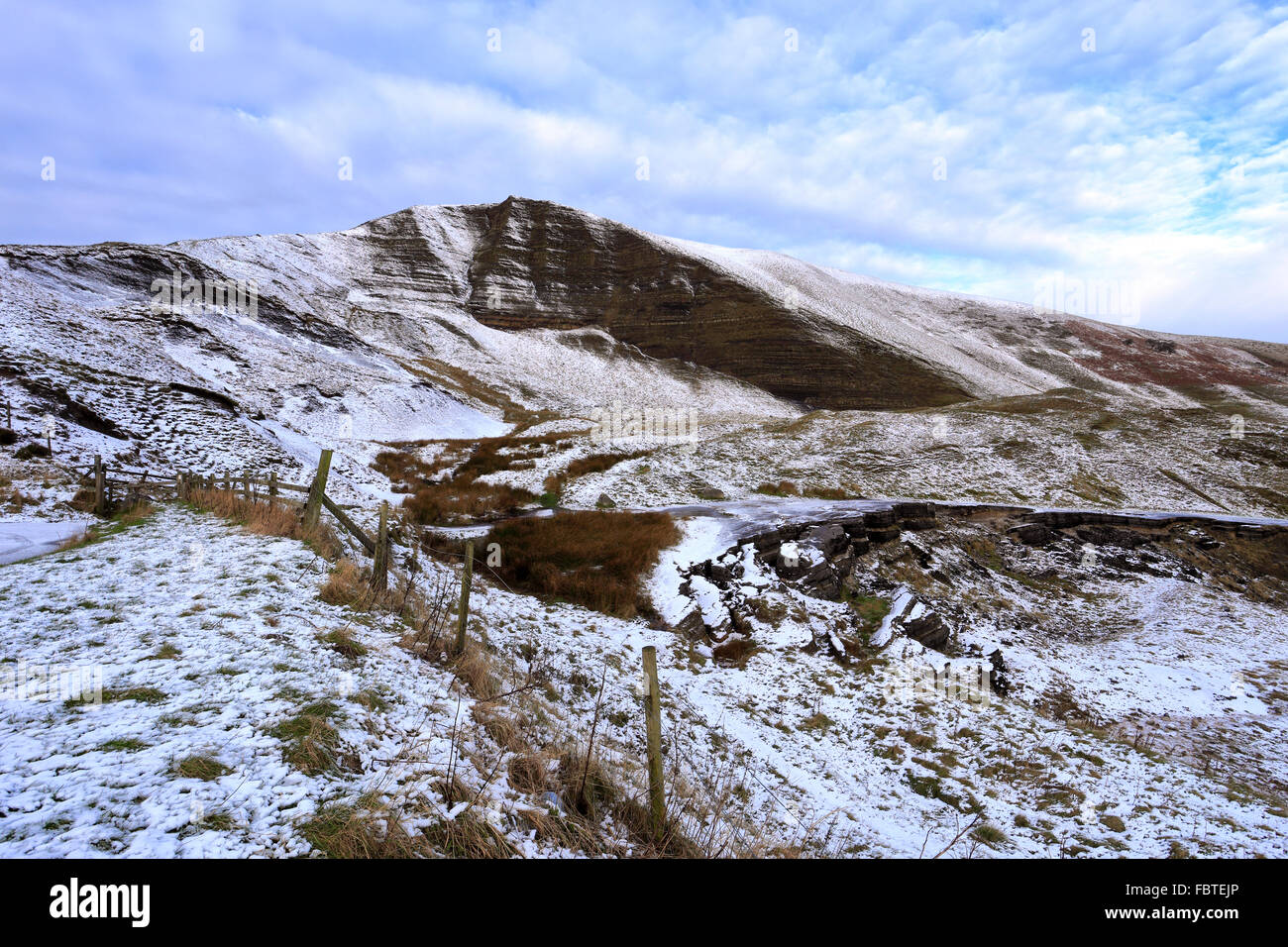 Snow on Mam Tor near Castleton, Derbyshire, Peak District National Park