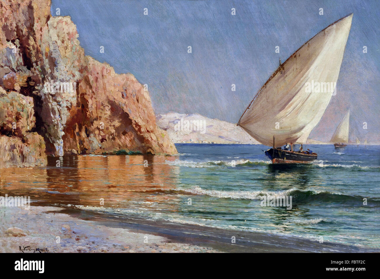 Boats Arriving ca. 1910–1920 Ricardo Verdugo Landi 1871 - 1934 Andalusia Spanish Spain Stock Photo