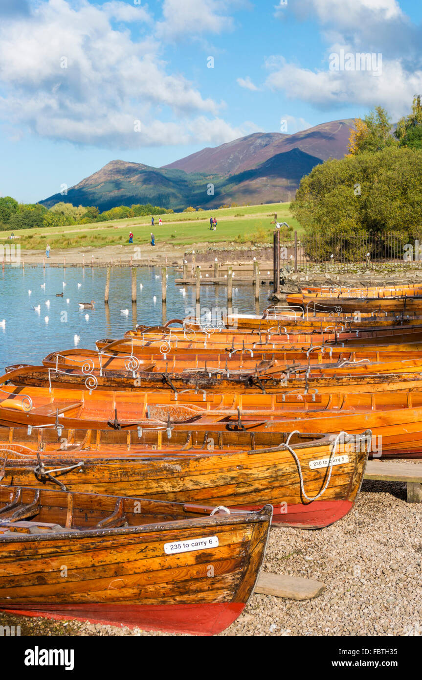 Wooden rowing boats Keswick Landing Stages Derwent Water Lake District