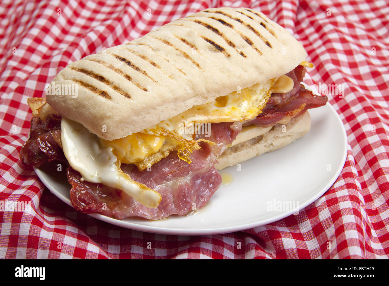 Panini with egg and bacon Stock Photo Alamy