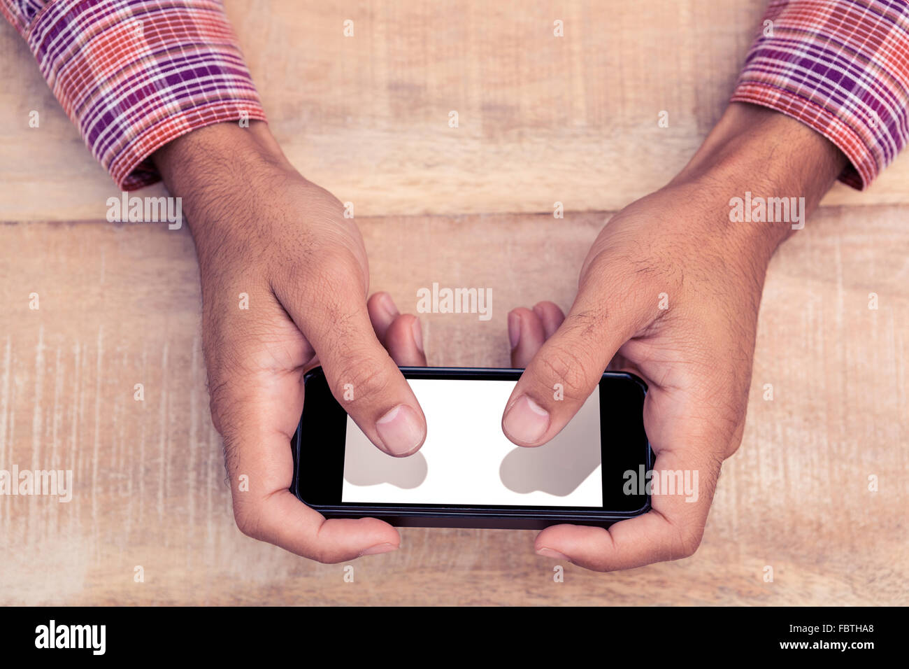 Person texting on smart phone Stock Photo