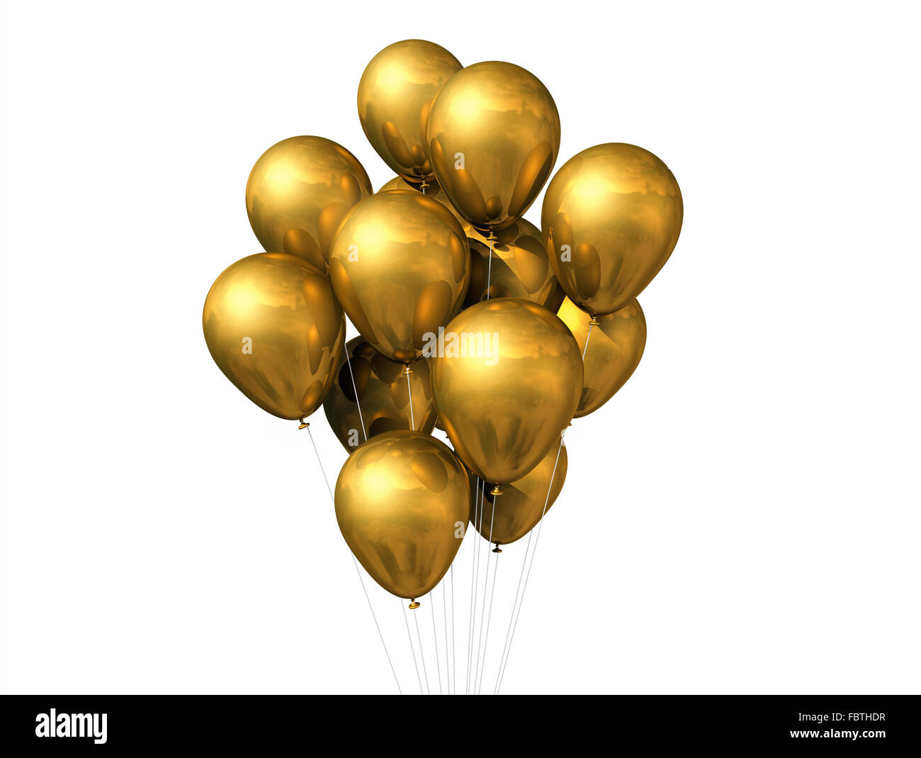 gold balloons isolated on white Stock Photo