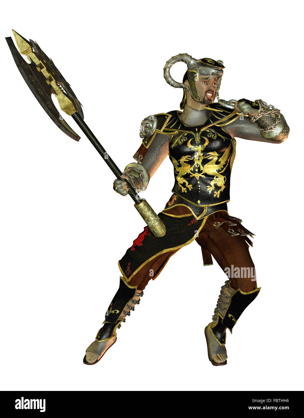 Warriors in armor and battle ax Stock Photo