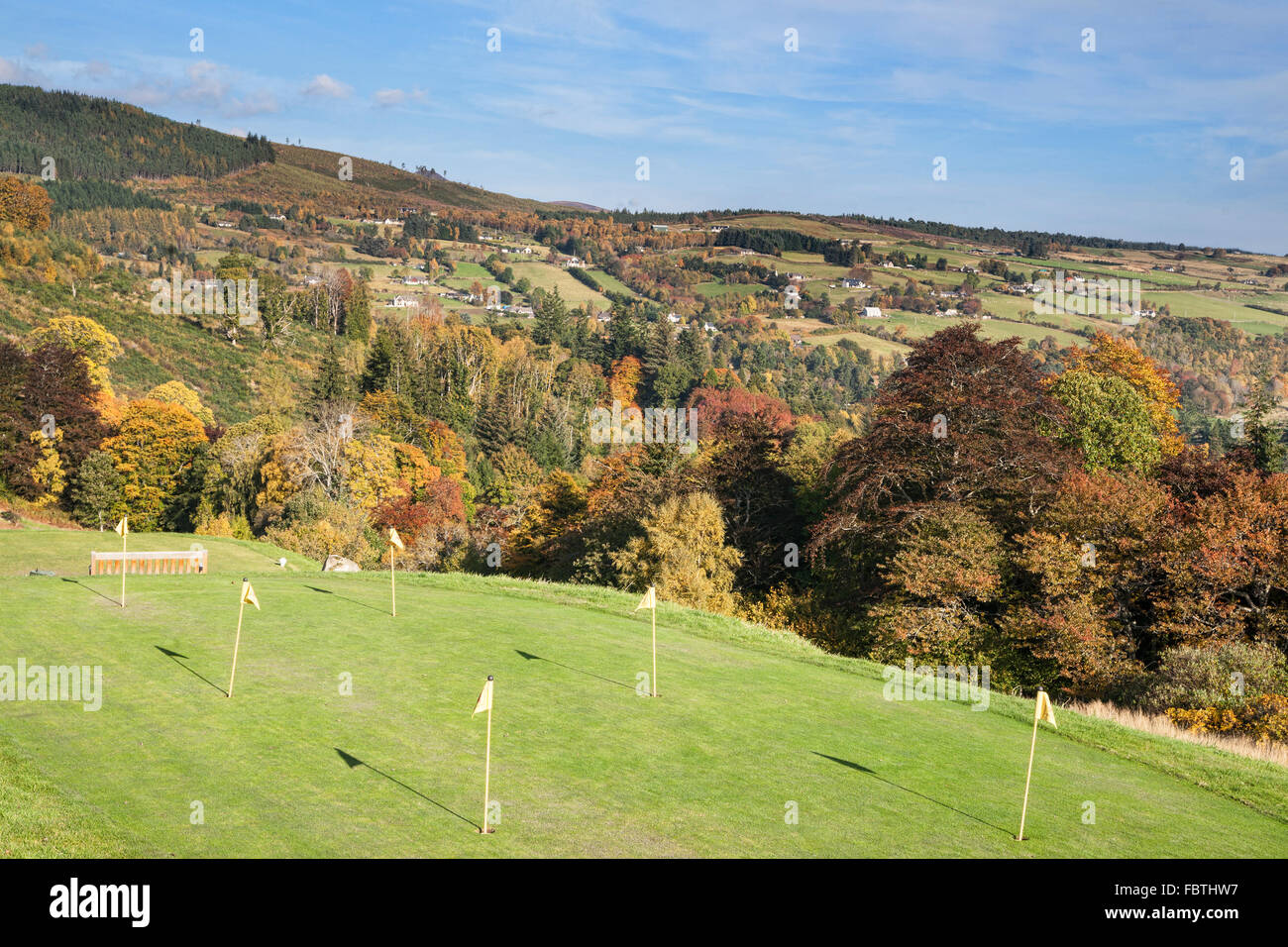 View across Strathpeffer Golf course, autumn colours, Highland Region, Scotland, UK Stock Photo