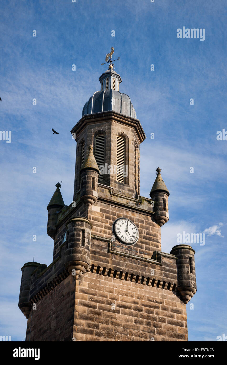 Forres, high, street, clock, tower, Autumn, Moray Firth, Highland Region, Scotland Stock Photo